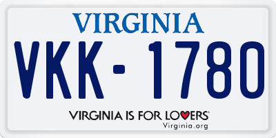 VA license plate VKK1780
