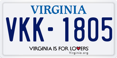 VA license plate VKK1805