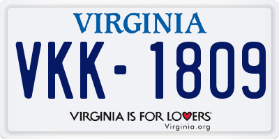 VA license plate VKK1809