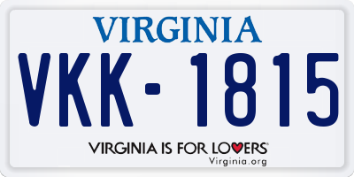 VA license plate VKK1815