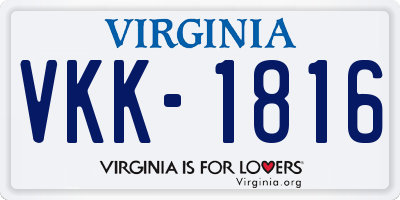 VA license plate VKK1816