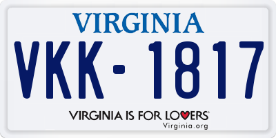 VA license plate VKK1817