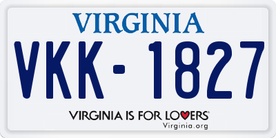 VA license plate VKK1827