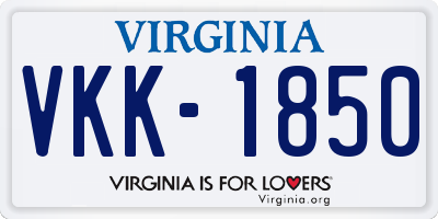 VA license plate VKK1850