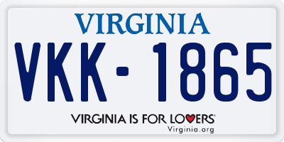 VA license plate VKK1865