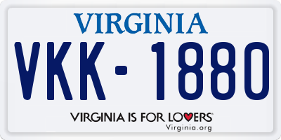 VA license plate VKK1880