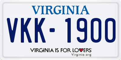 VA license plate VKK1900