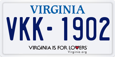 VA license plate VKK1902