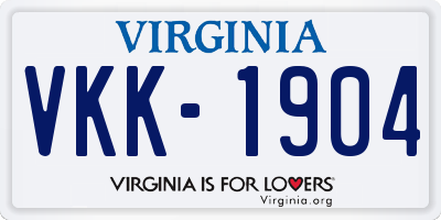 VA license plate VKK1904