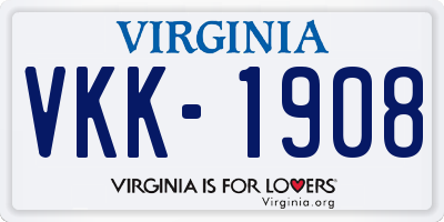 VA license plate VKK1908