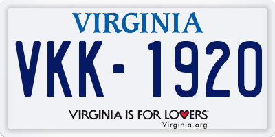 VA license plate VKK1920