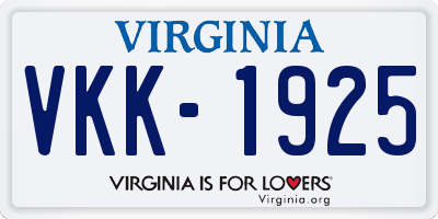 VA license plate VKK1925