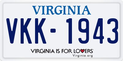 VA license plate VKK1943