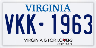 VA license plate VKK1963