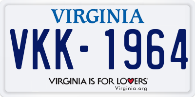 VA license plate VKK1964