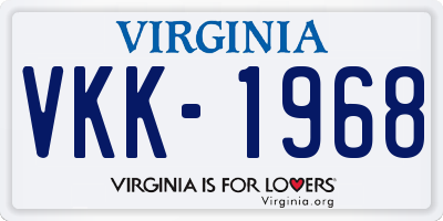 VA license plate VKK1968
