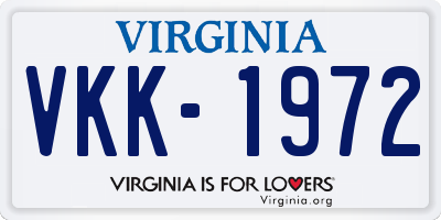 VA license plate VKK1972