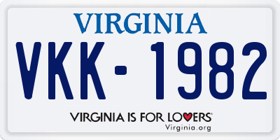 VA license plate VKK1982