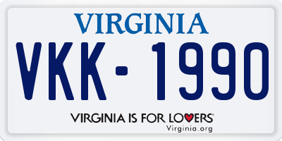 VA license plate VKK1990