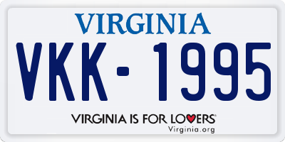 VA license plate VKK1995