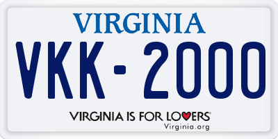 VA license plate VKK2000