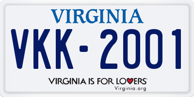VA license plate VKK2001