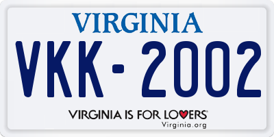 VA license plate VKK2002
