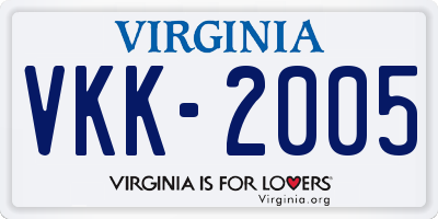 VA license plate VKK2005