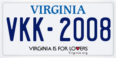 VA license plate VKK2008