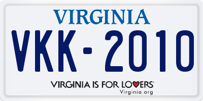 VA license plate VKK2010