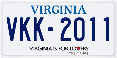 VA license plate VKK2011