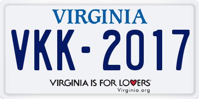 VA license plate VKK2017