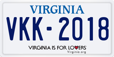 VA license plate VKK2018