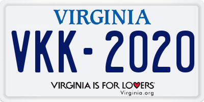 VA license plate VKK2020