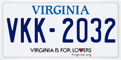 VA license plate VKK2032