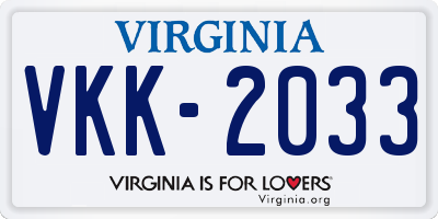 VA license plate VKK2033