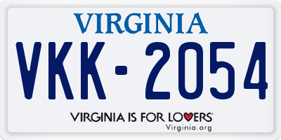VA license plate VKK2054