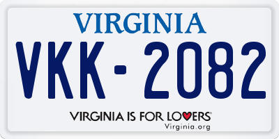 VA license plate VKK2082