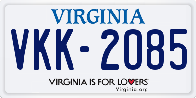 VA license plate VKK2085