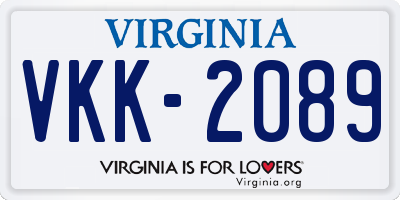 VA license plate VKK2089