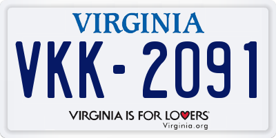 VA license plate VKK2091