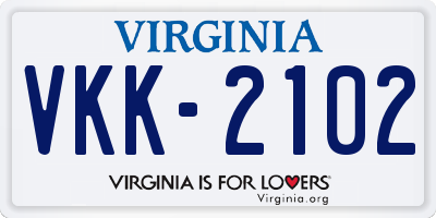 VA license plate VKK2102