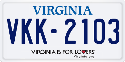 VA license plate VKK2103