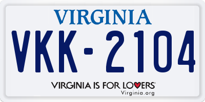 VA license plate VKK2104