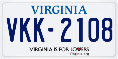 VA license plate VKK2108