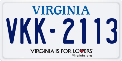 VA license plate VKK2113