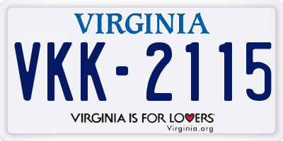 VA license plate VKK2115