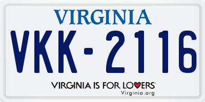 VA license plate VKK2116