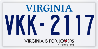 VA license plate VKK2117