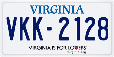 VA license plate VKK2128